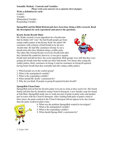 Spongebob Scientific Method Worksheet | Free Worksheets Samples